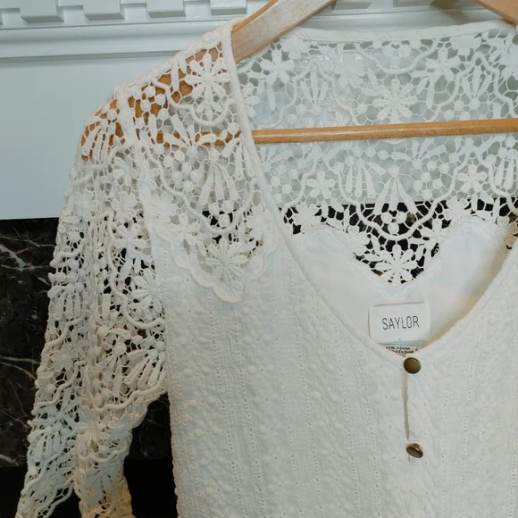 SAYLOR GRACE LACE ROMPER, CREAM S - Picture 4 of 15